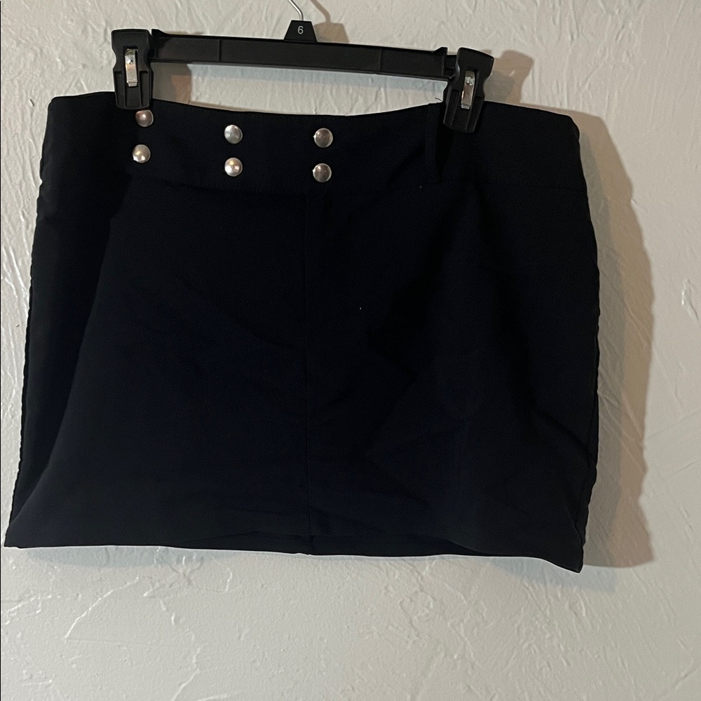 Black Mini Skirt with Silver Button Accents